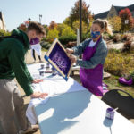 Students participate in Create Your Own Spirit Wear on Monahan Plaza as part of Homecoming Week. Mark Brown/University of St. Thomas