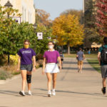 Students walk through the lower quad on a beautiful fall afternoon during Homecoming week. Mark Brown/University of St. Thomas