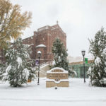 Aquinas Chapel and the Iversen Center for Faith during the first big snowfall of the year. Mark Brown/University of St. Thomas