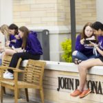 Students hang out on Monahan Plaza during Tommie Fest. Mark Brown/University of St. Thomas