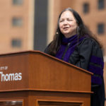 Federal Defender Katherian Roe gives he Keynote Address during the School of Law 2021 Commencement Ceremony. Mark Brown/University of St. Thomas