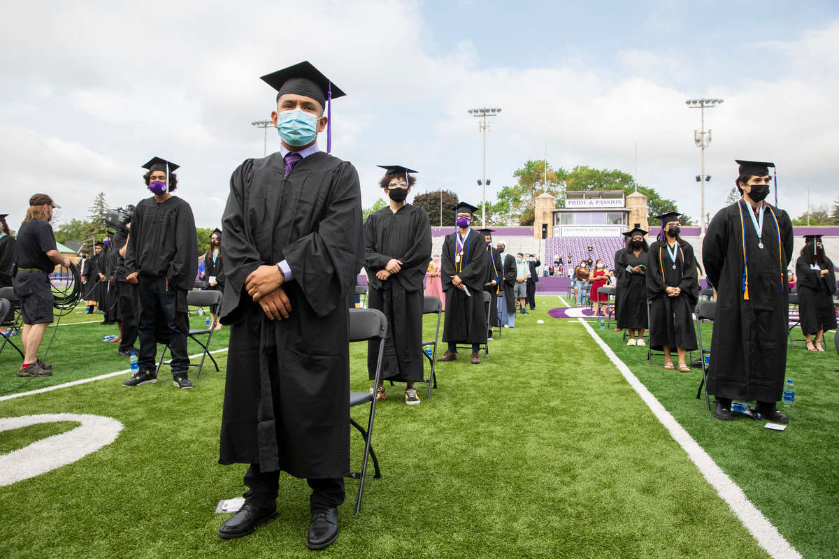 Students attend the Dougherty Family College commencement ceremony. Liam James Doyle/University of St. Thomas