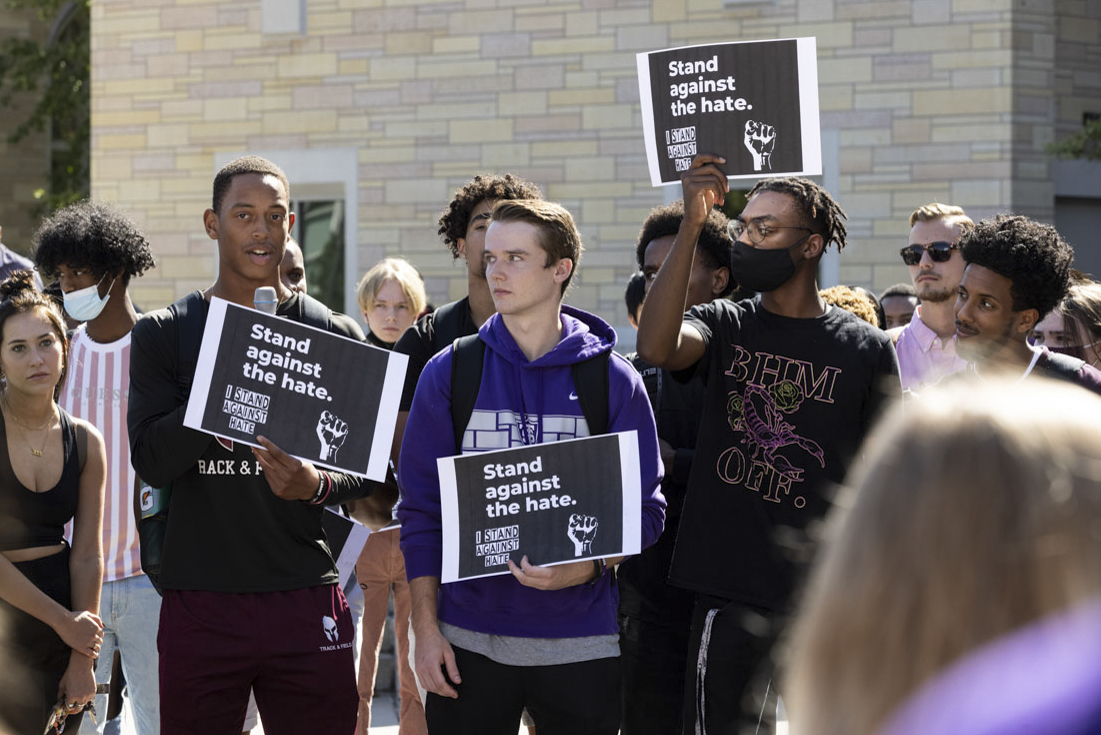 Students gather in solidarity on Monahan Plaza in St. Paul on September 28, 2021.