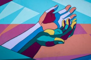 colorful mural of hands