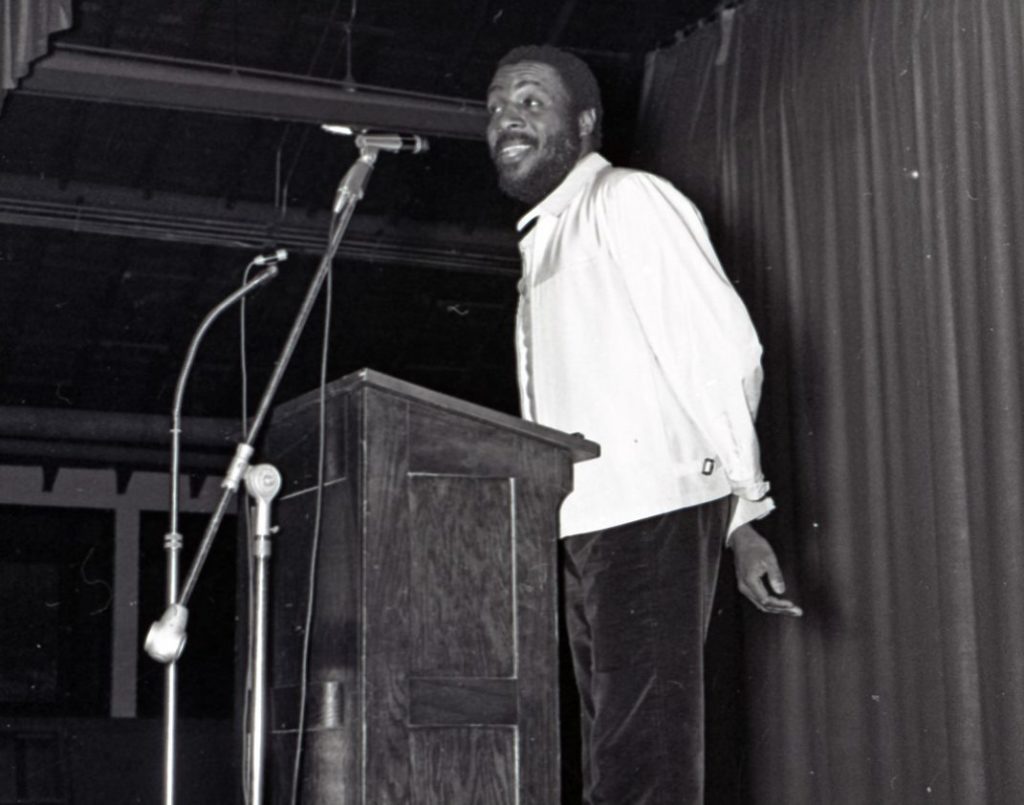 Dick Gregory speaks at St. Thomas in 1970.