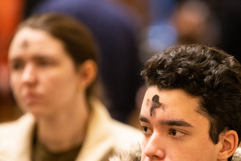 Students at Ash Wednesday Mass