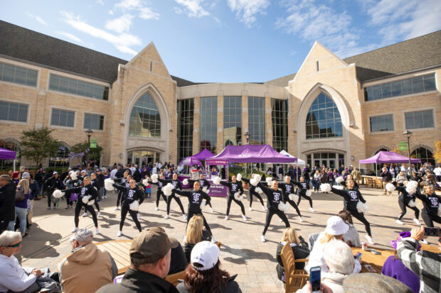 The Dance Team performs during Homecoming Purple on the Plaza on October 15, 2022, in St. Paul.