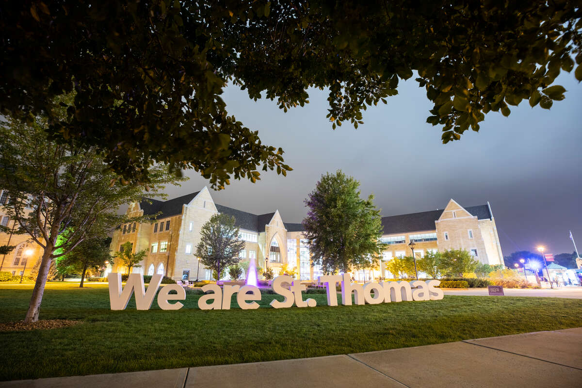 We Are St. Thomas on lower quad.