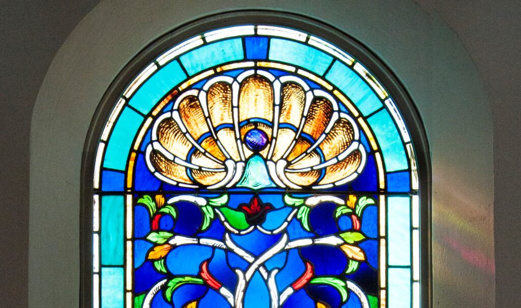 Stained-glass window.