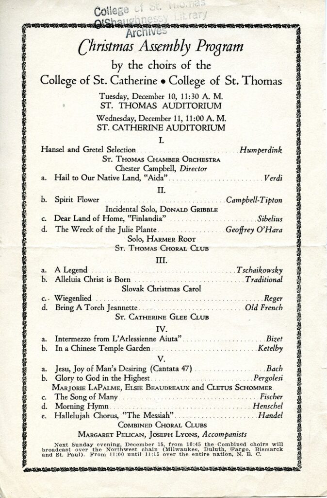 1935 Christmas assembly program.