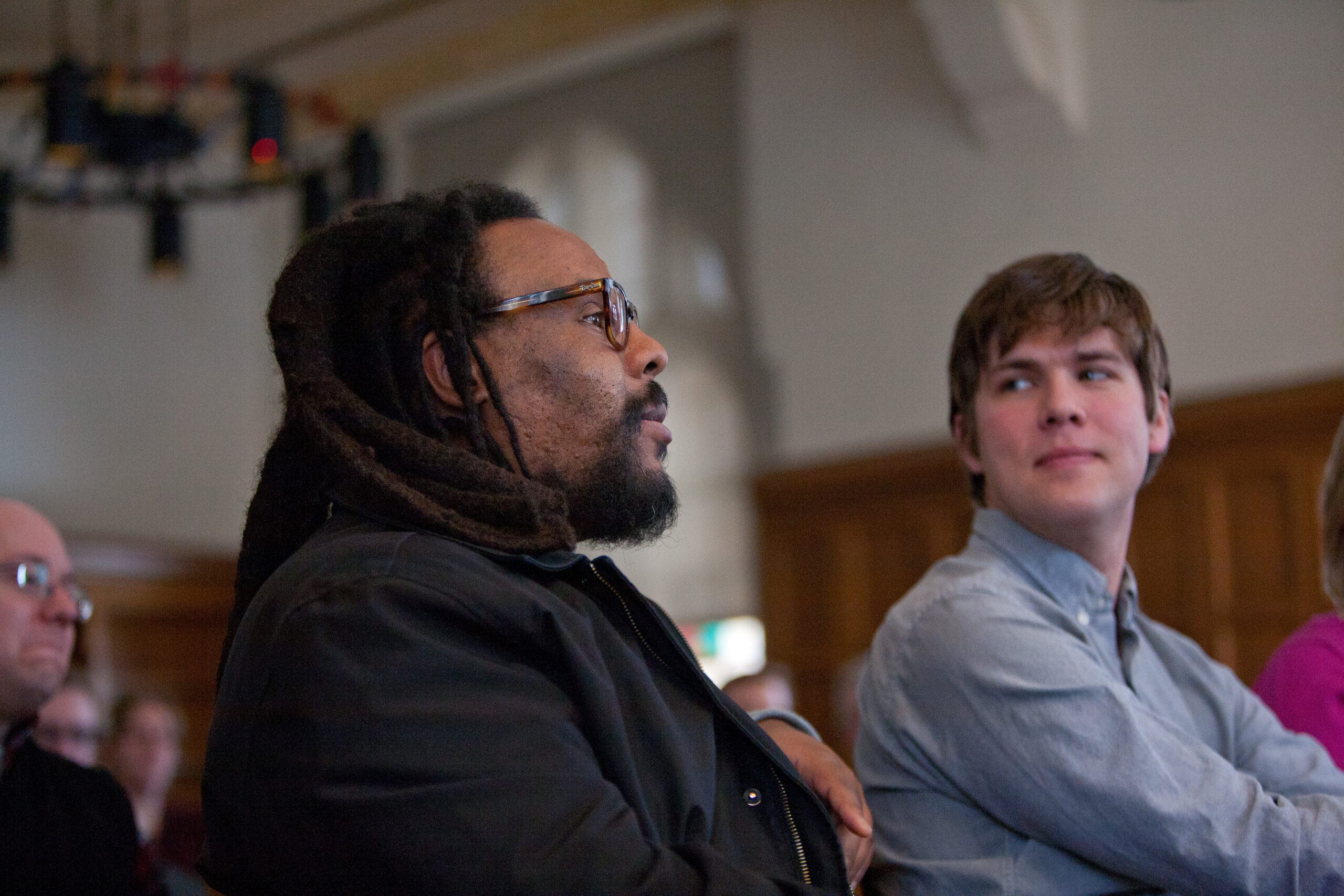 David Todd Lawrence listens at an event.