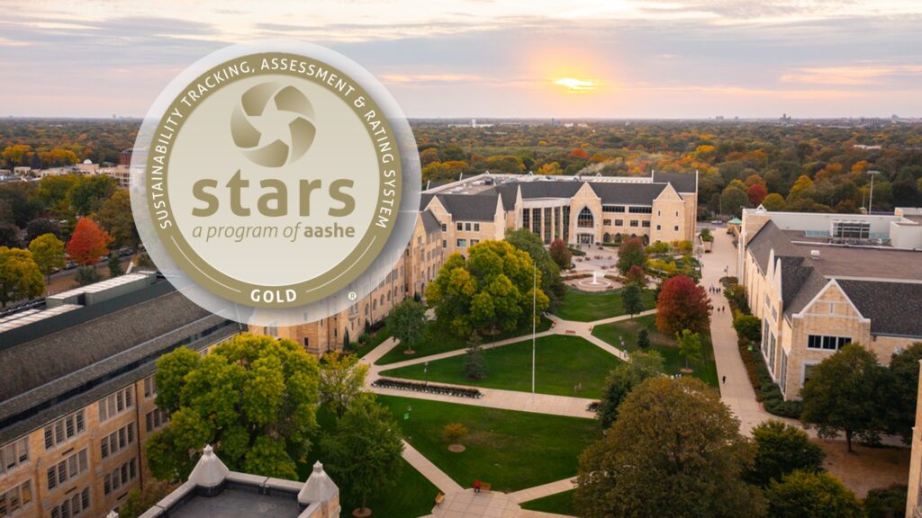 Seal of STARS gold certification with campus scene