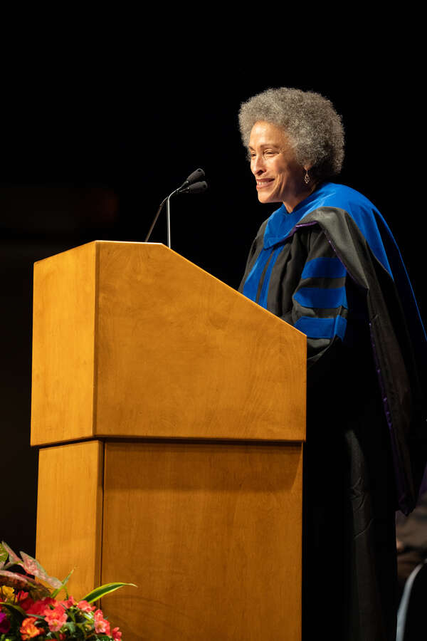 Gaye Adams Massey speaking at School of Law commencement.
