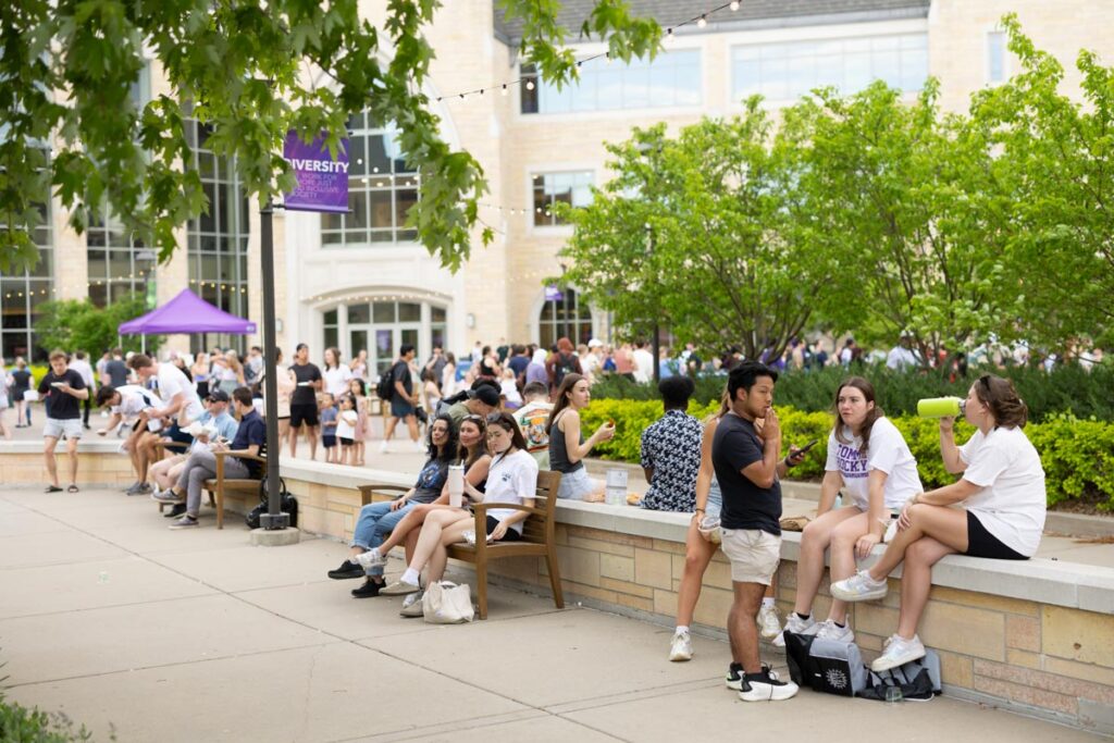 Students celebrate the last day of classes at Tommie Fest on Monahan Plaza.