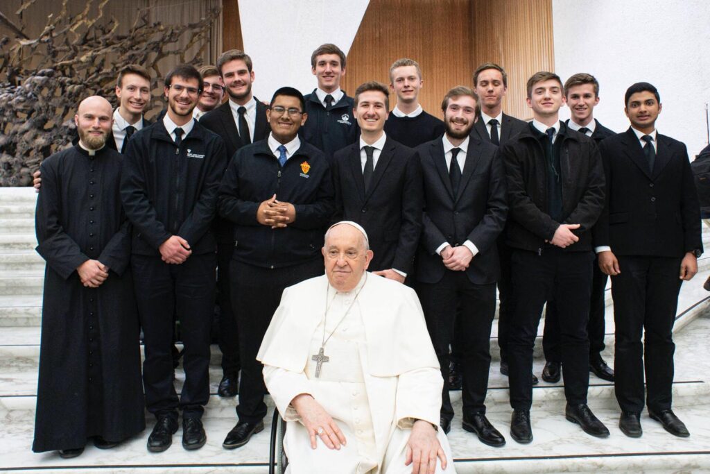 Seminarians with Pope Francis.