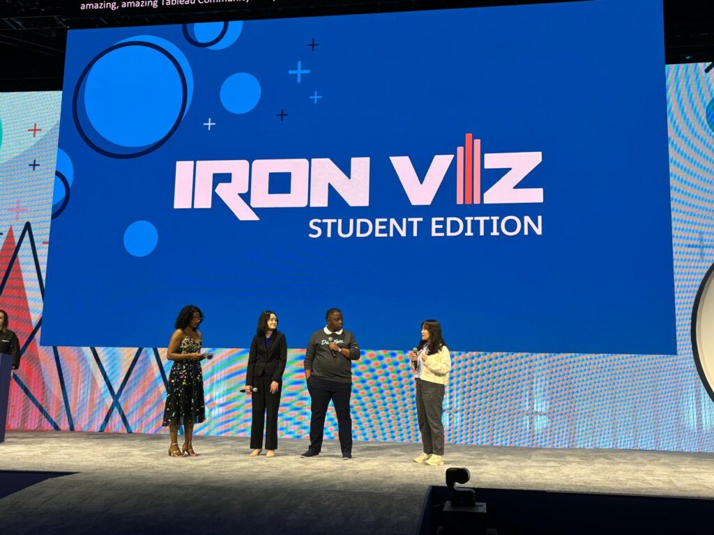 Students on stage at Iron Viz.