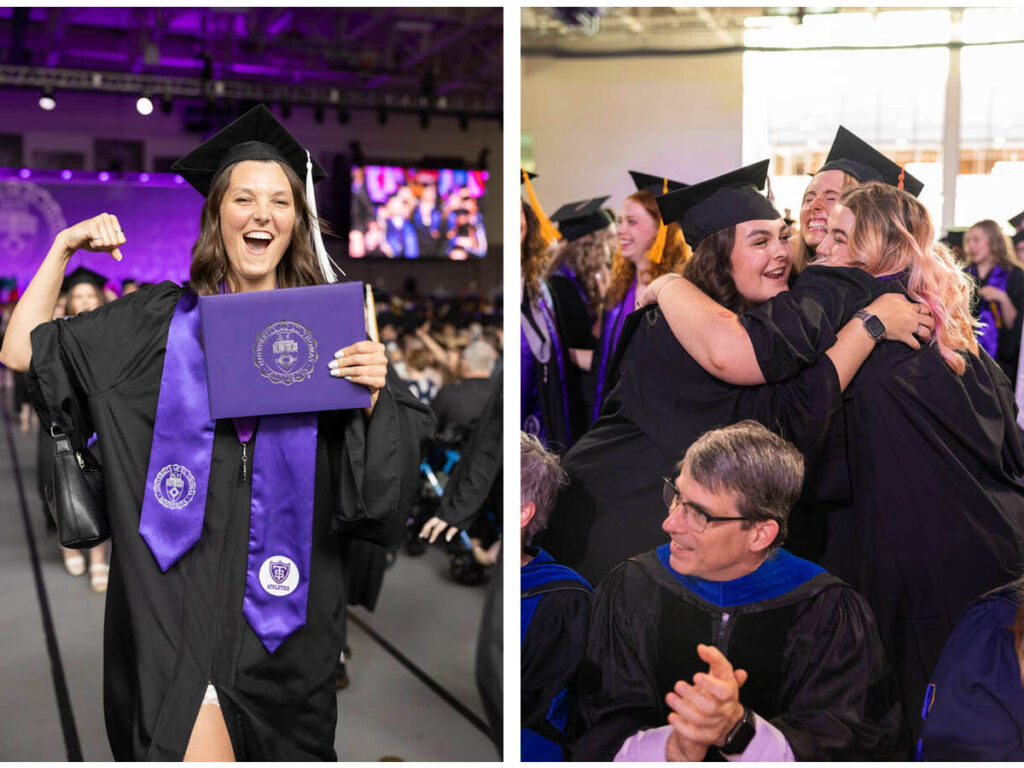 Undergraduate students celebrate during the College of Arts and Sciences Commencement Ceremony.