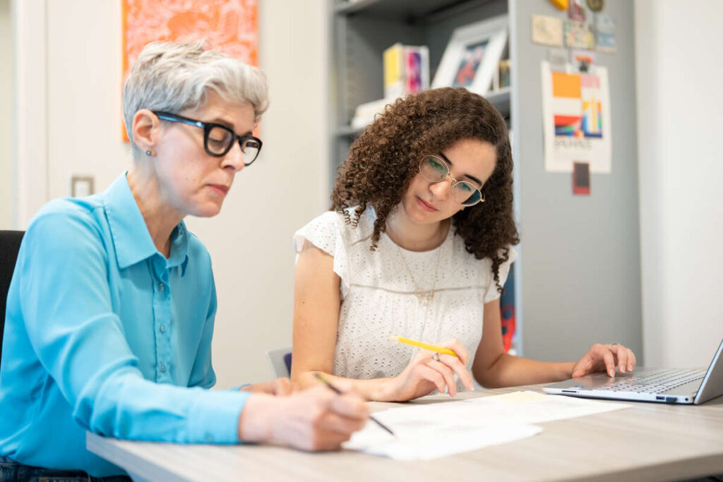 April Eichmeier meeting with Grace Franceschi.