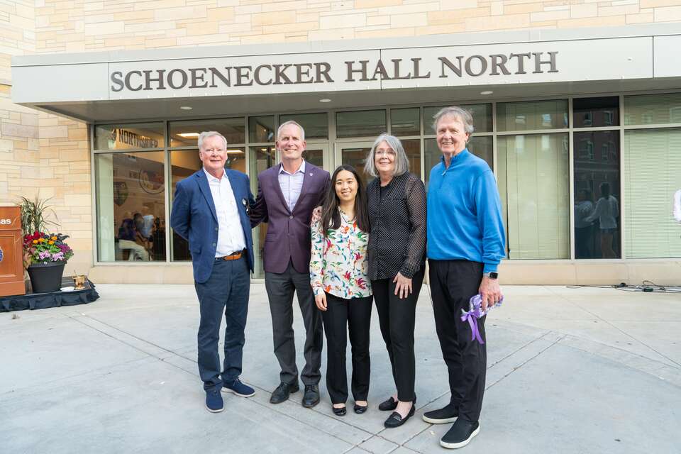 Students, staff, faculty and the St. Thomas Board of Trustees gather to announce a state record-setting gift for scholarships, along with the renaming of Tommie North Residence Hall. The gift came from the Schoeneckers Foundation, a nonprofit established in the name of alum and longtime donor Guy Schoenecker and his wife Barbara. Tommie North Residence Hall was renamed to Schoenecker Hall North. The event took place on the St. Paul campus on September 19, 2024.Students, staff, faculty and the St. Thomas Board of Trustees gather to announce a state record-setting gift for scholarships, along with the renaming of Tommie North Residence Hall. The gift came from the Schoeneckers Foundation, a nonprofit established in the name of alum and longtime donor Guy Schoenecker and his wife Barbara. Tommie North Residence Hall was renamed to Schoenecker Hall North. The event took place on the St. Paul campus on September 19, 2024.