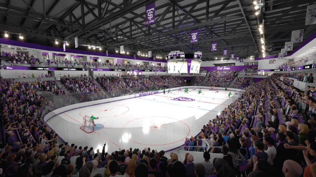 Rendering of what the Lee and Penny Anderson Arena will look like during hockey games.