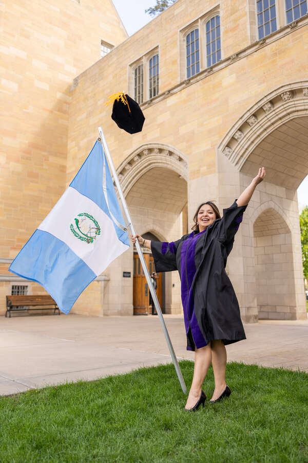 International student with flag