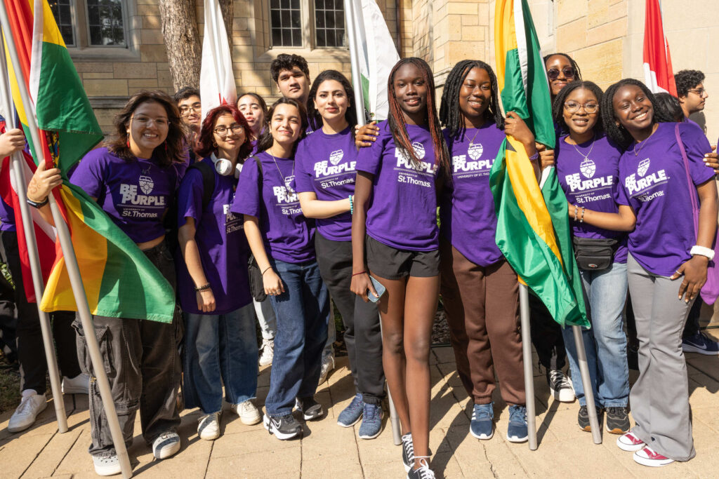 International students with country flags