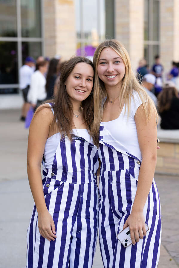 Students gather on the lower quad.