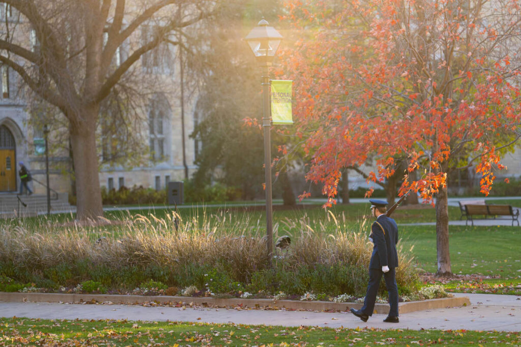 Cadets from Air Force ROTC Detachment 410 participate in the 38th annual Veterans Day vigil.