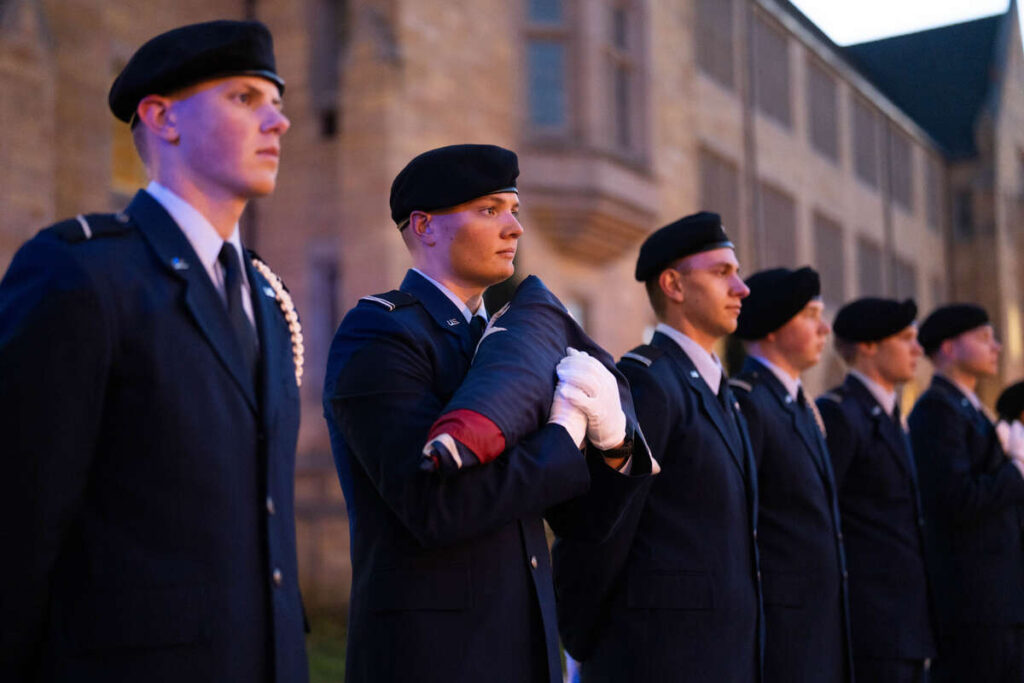 Cadets from Air Force ROTC Detachment 410 participate in the 38th annual Veterans Day vigil.