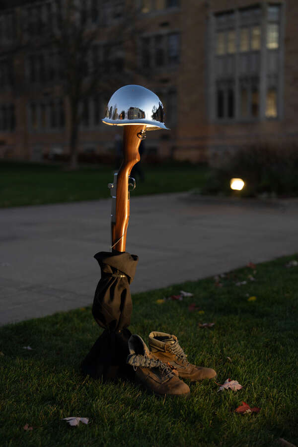 Cadets from Air Force ROTC Detachment 410 participate in the 38th annual Veterans Day vigil.