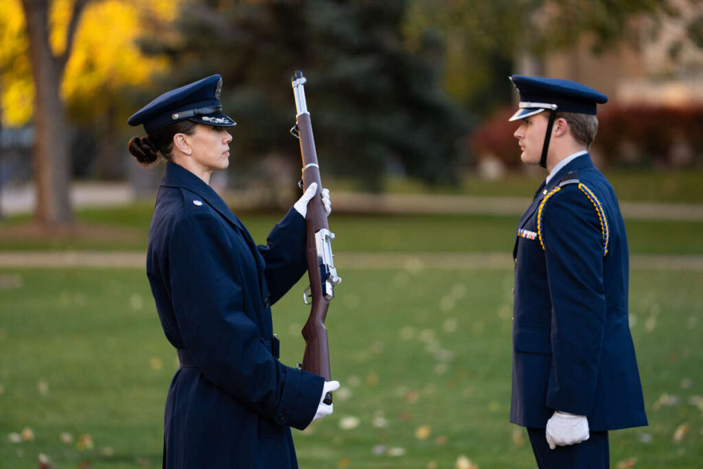 Cadets from Air Force ROTC Detachment 410 participate in the 38th annual Veterans Day vigil.