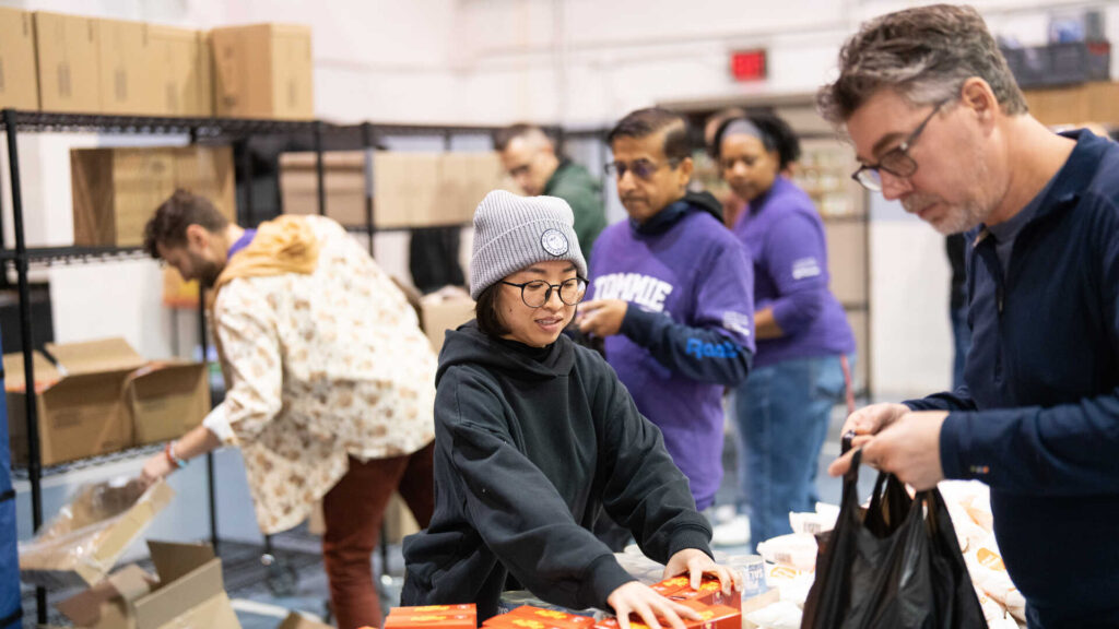 Volunteers at food shelf.