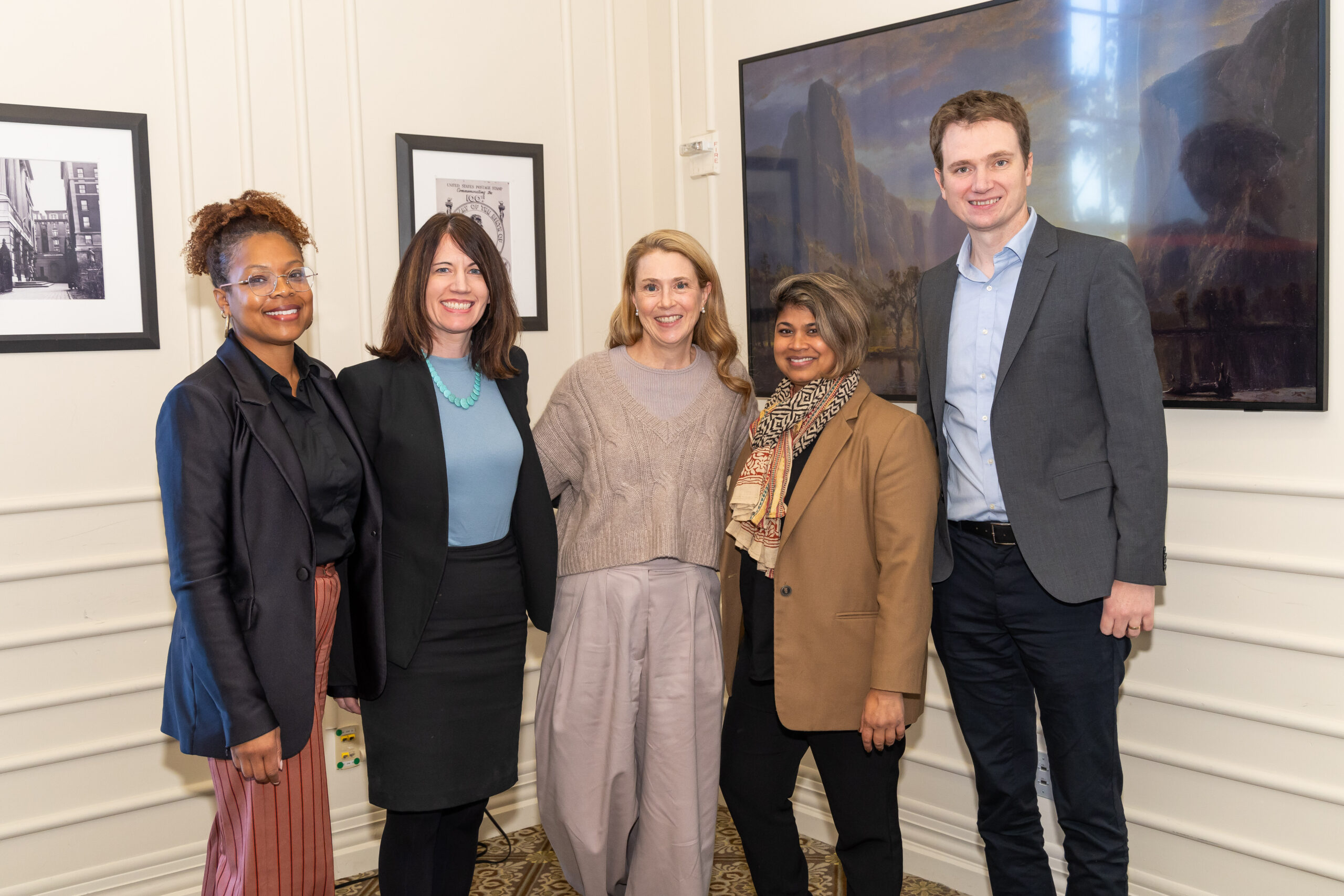 Group photo of Amber Baylor, Rachel Moran, Jenny Carroll, Sunita Patel and Nick Robinson.