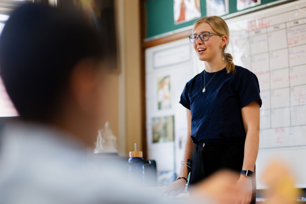 Woman teaching a class.