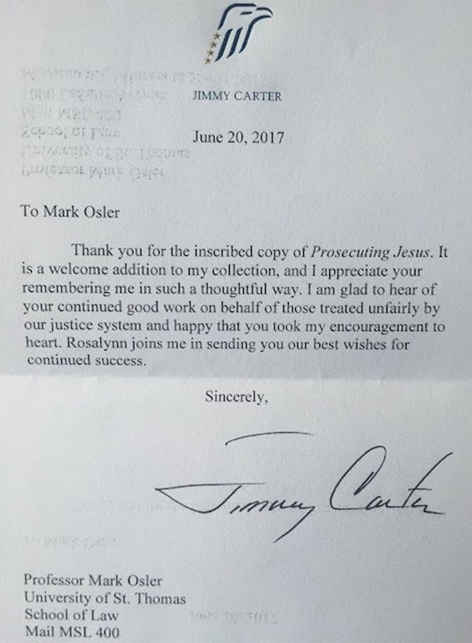 President Jimmy Carter letter to Mark Osler 2017