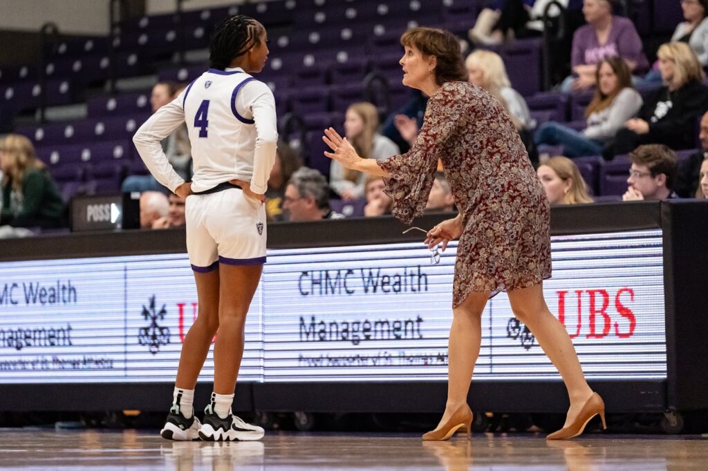 Student-athlete Jade Hill and Coach Ruth Sinn