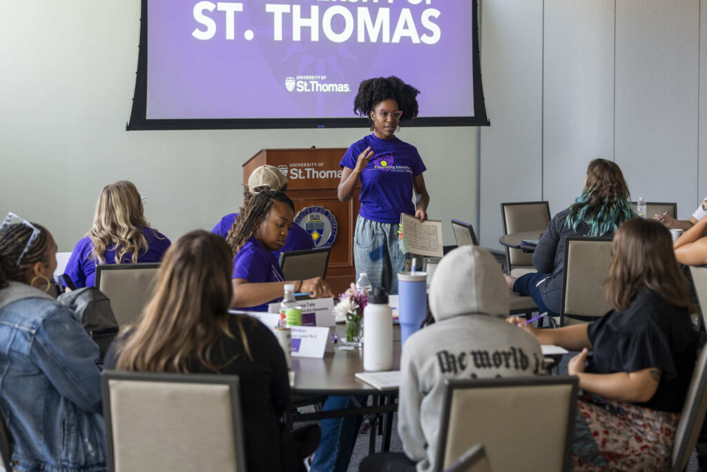 Chelda Smith Kondo speaks at the Flourish on-campus training