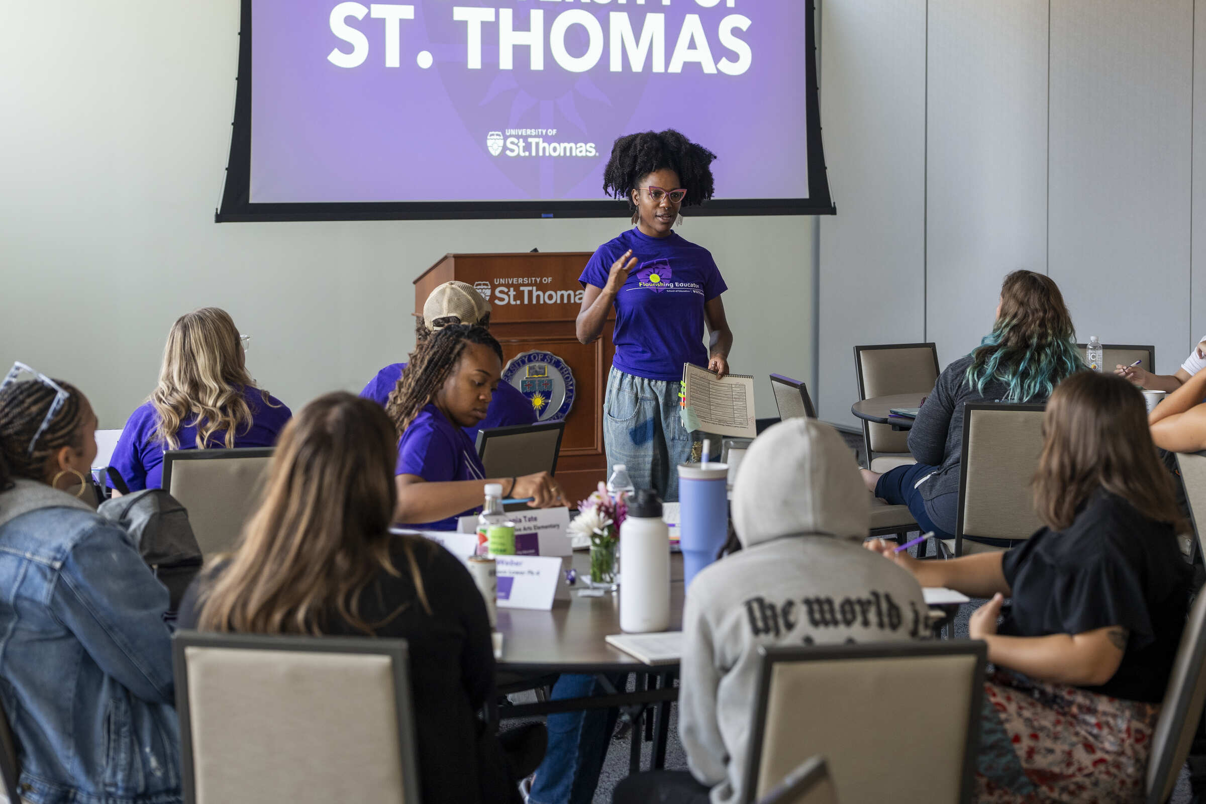 Chelda Smith Kondo speaks at the Flourish on-campus training