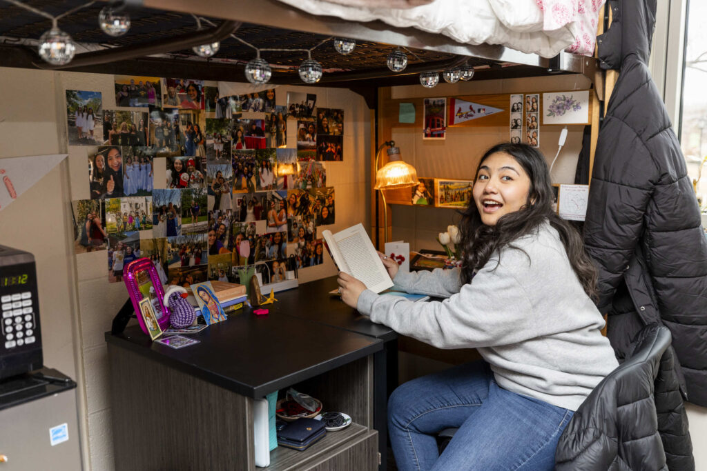 Student in Dowling Residence Hall