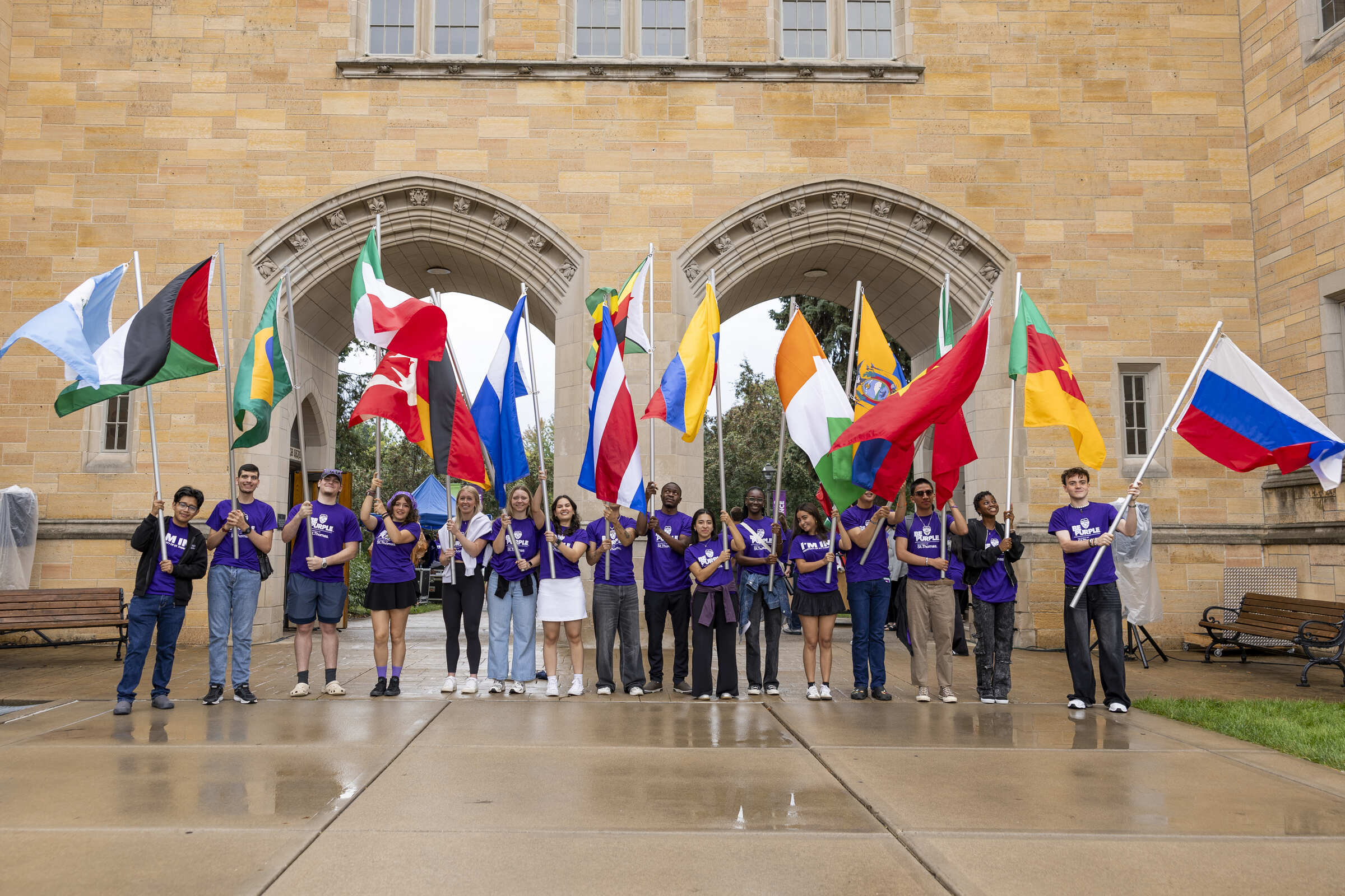 International students march through Arches