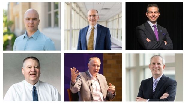 Headshots of John Abraham, Thomas Berg, Rico Blasi, John Spry, Johnny Tauer and Rob Vischer.