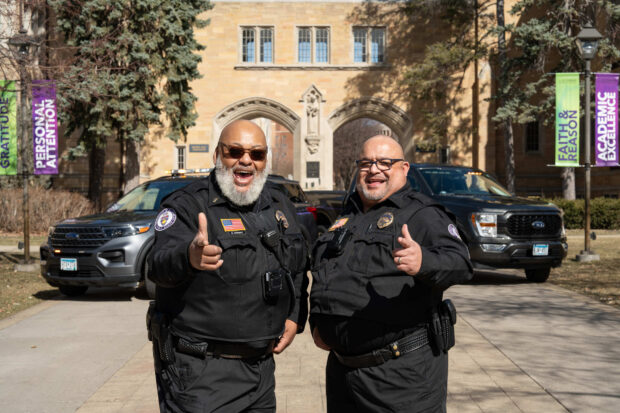 Public Safety Lieutenant Reggie Wright, left, and Sergeant Bill Harvel, right
