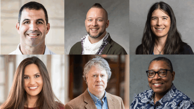 Top row, from left to right: Glenn Caruso, Seth Ketron, and Ali Ling. Bottom row, from left to right: Audra Nuru, Mark Osler, and Buffy Smith.