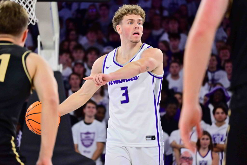 Ryan Lafferty with possession of the basketball