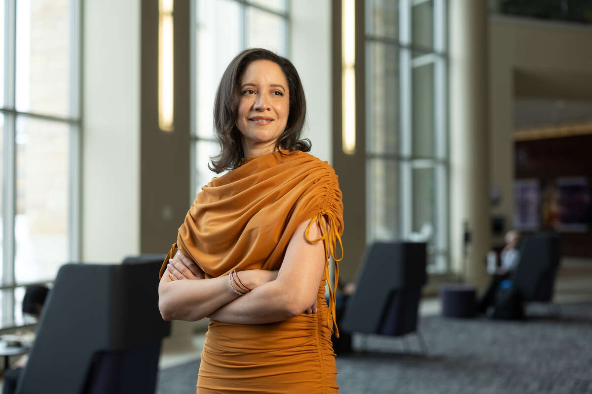 University of St. Thomas Trustee Anne Sempowski Ward poses for a portrait in the Anderson Student Center in St. Paul on February 3, 2025.