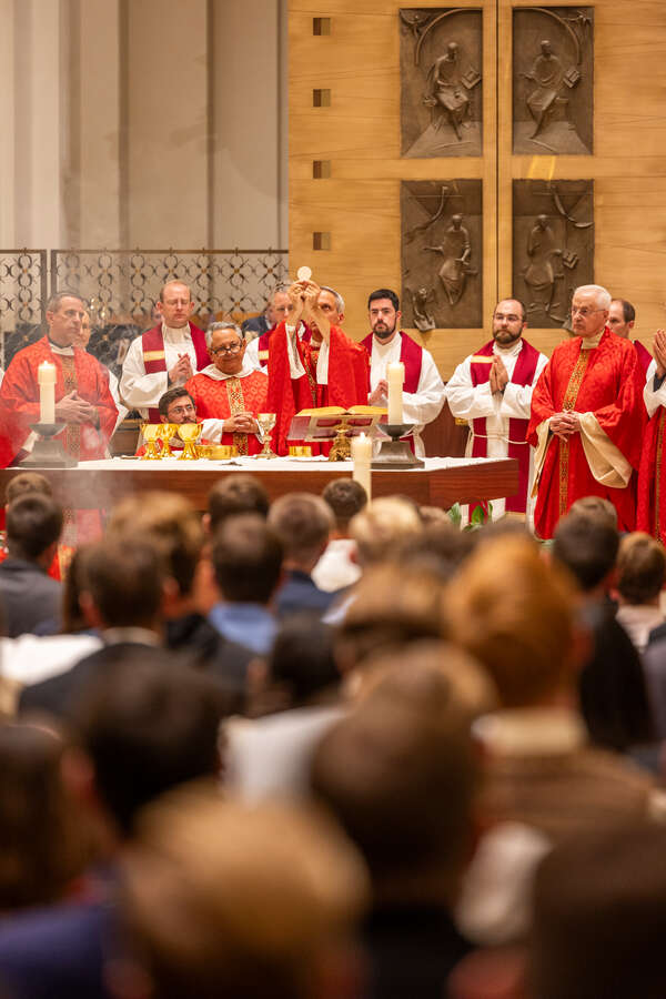 Bishop Michael J. Zen presides over the Mass of the Holy Spirit in the Chapel of St. Thomas Aquinas on Sept. 4, 2025 in St. Paul.