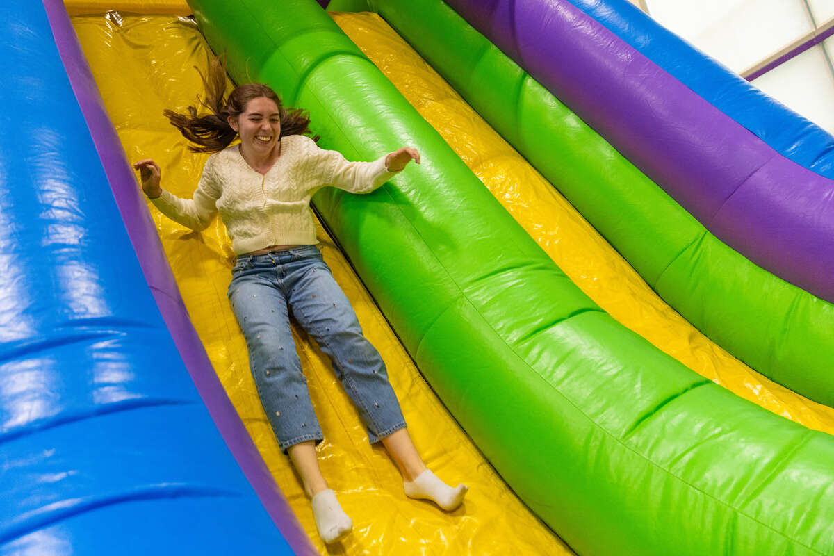 Students participate in a variety of fun activities in the Field House during Pack the Quad during the first week of school on September 5, 2025, in St. Paul.