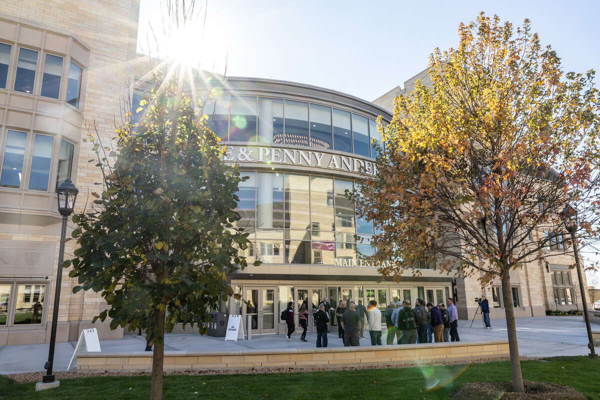 Fans enter the new Lee & Penny Anderson Arena for the first Women’s Hockey Game in the new facility on October 24, 2025, in St. Paul.