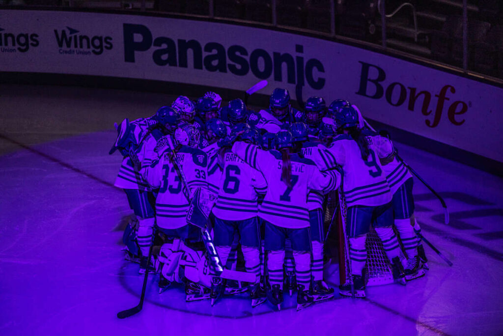 The first Women’s Hockey Game in the new Lee & Penny Anderson Arena on October 24, 2025, in St. Paul.