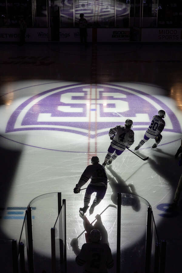 The University of St. Thomas men’s hockey team takes on Providence College on the opening day of games in Lee & Penny Anderson Arena on Oct. 24, 2025, in St. Paul.